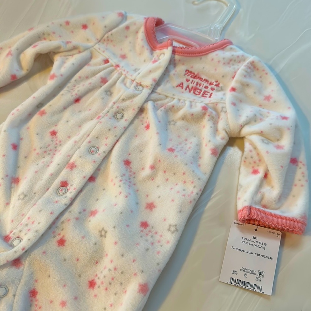 Carters fleece sleeper 3M - Pink & white - BRAND NEW w/ tags